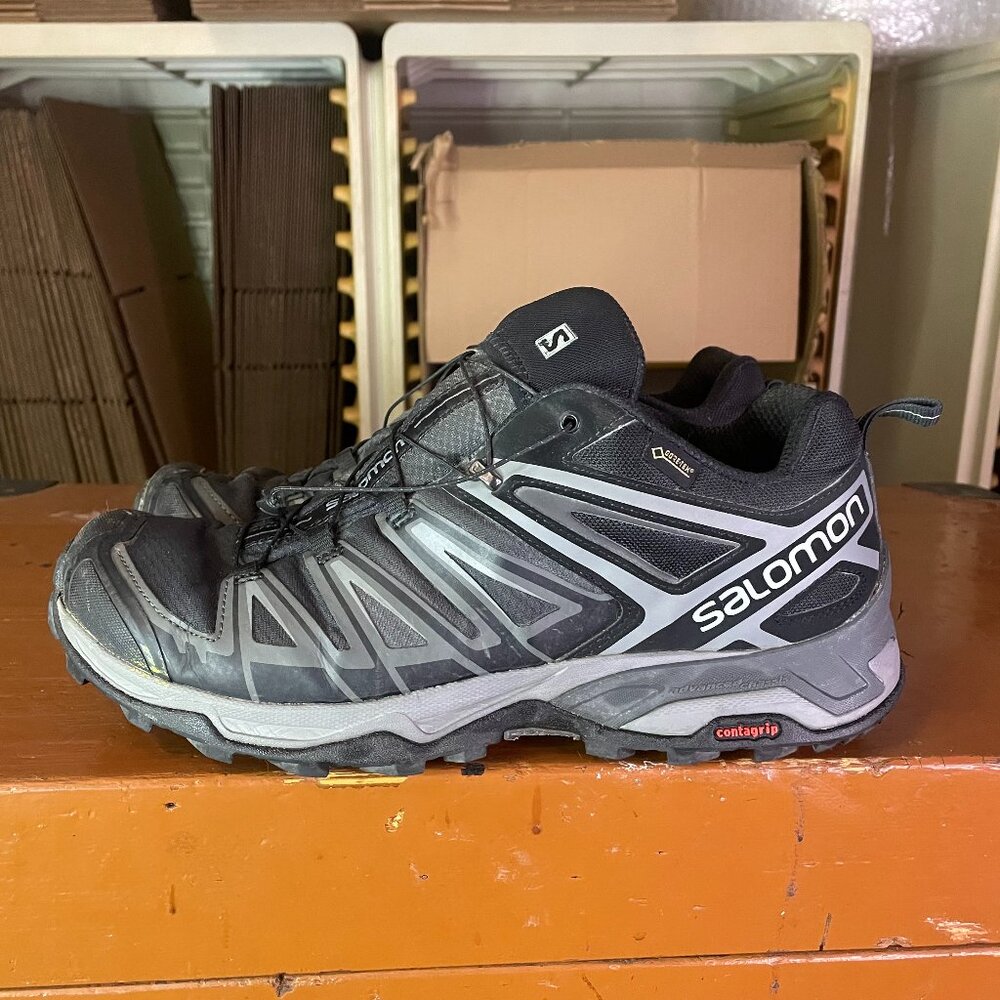 SALOMON X Ultra 3 GTX Men's Size 11.5 Black Gray Trail Hiking Shoes 398672